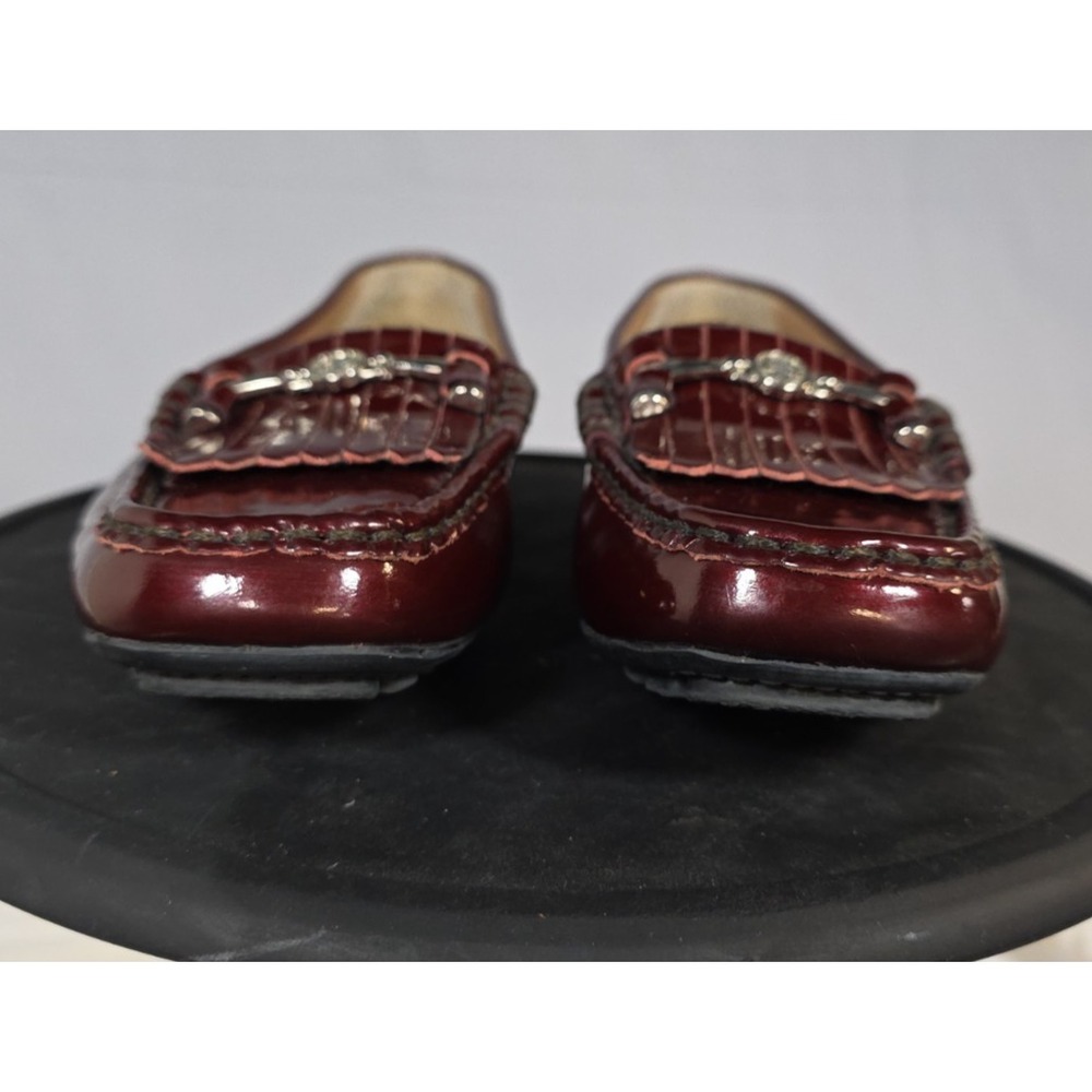 Size 5 Mercedes Campuzano Burgundy Patent Leather Horsebit Driving Loafers Women - Picture 10 of 11